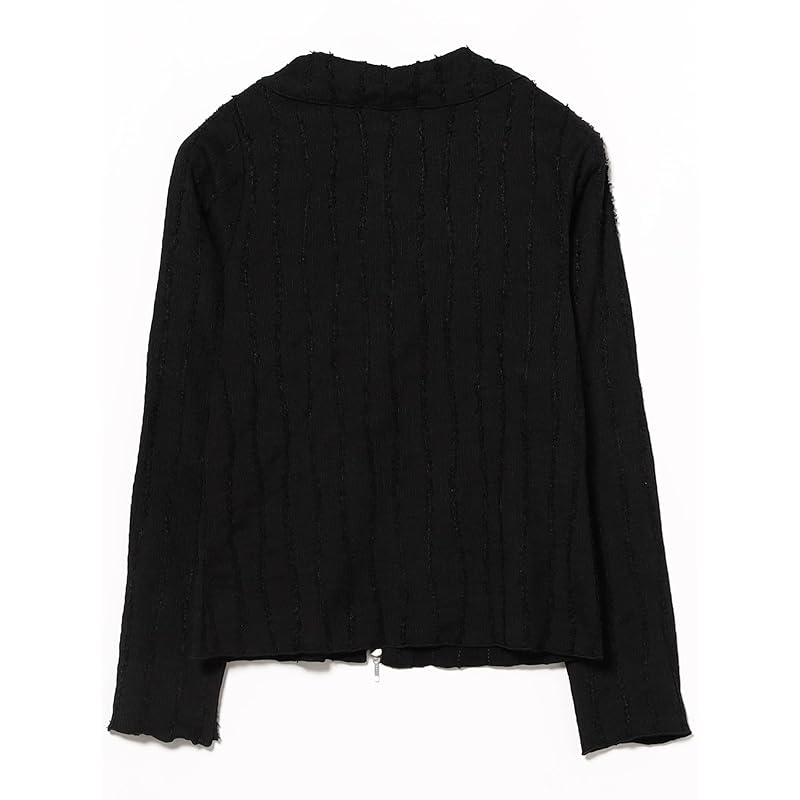 [Ray Beams] L/S TEE stripe shirring zip shirt ladies BLACK ONE SIZE