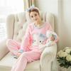 Women's Long-Sleeve Flannel Pajamas - Cute Cartoon Coral Fleece Set for Fall & Winter