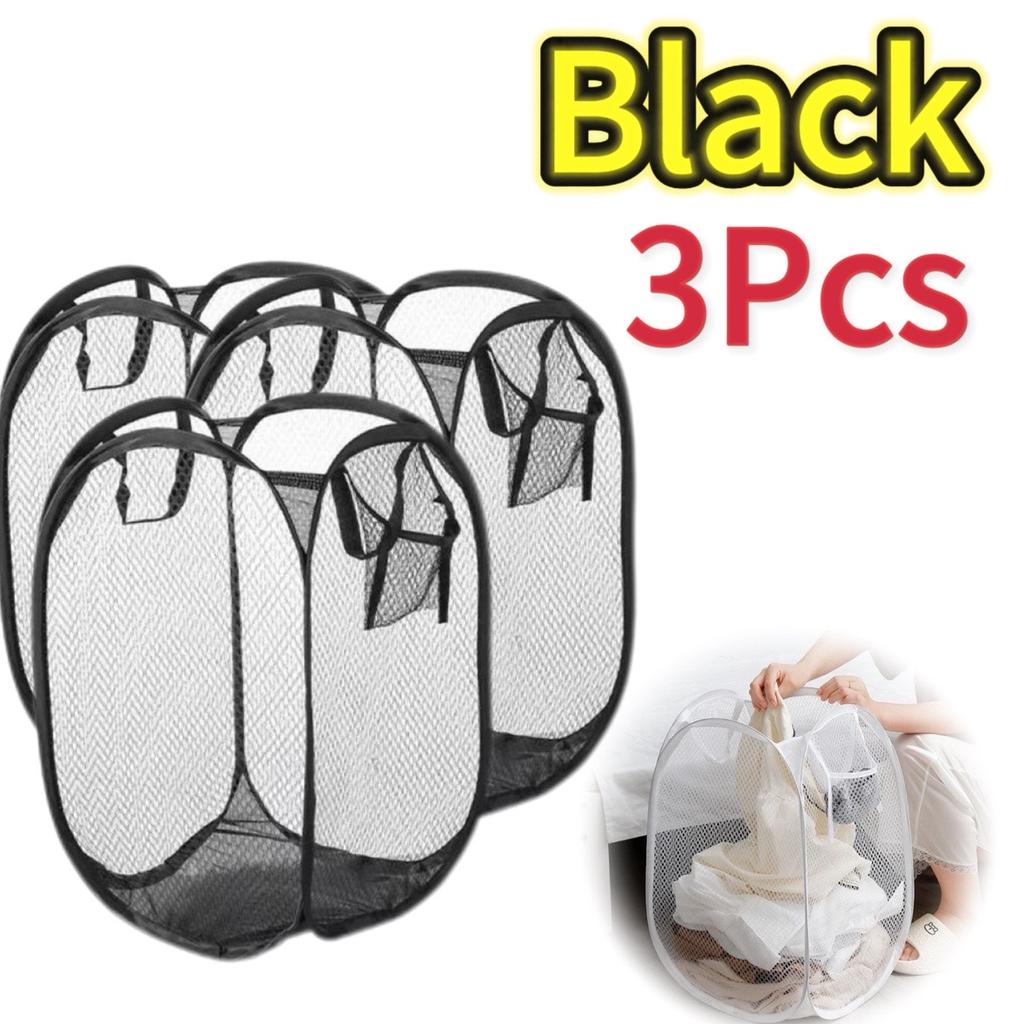 Portable Mesh Pop Up Laundry Hamper Wide Opening Breathable Collapsible Space-Saving Laundry Basket Dorm Travel Bathroom Items