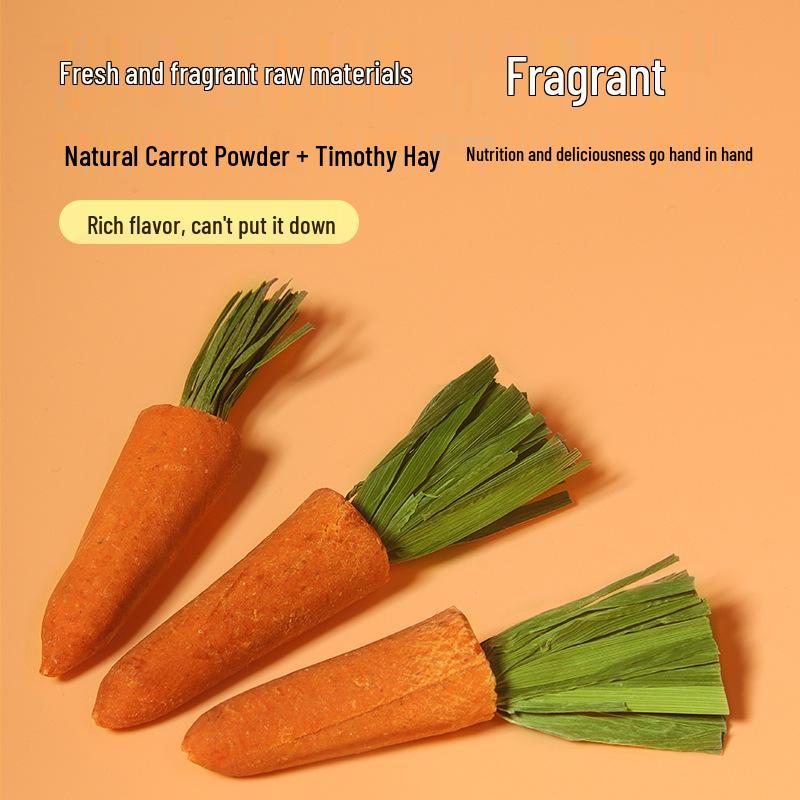 Small Animal Teeth Grinding Carrot Snacks - Hamster, Rabbit, Chinchilla Toy for Boredom Relief
