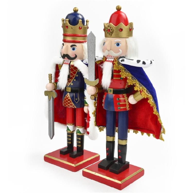 Klassisk Nötkrossare Soldat Skulptur 38 cm Handgjord Trä Juldekoration För Festival Inredning