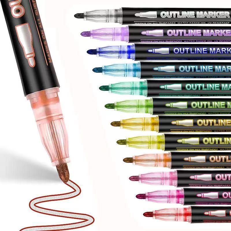 Dreamy Double-Line Outline Pens - 48 Colors for DIY Journaling & Colorful Christmas Highlights