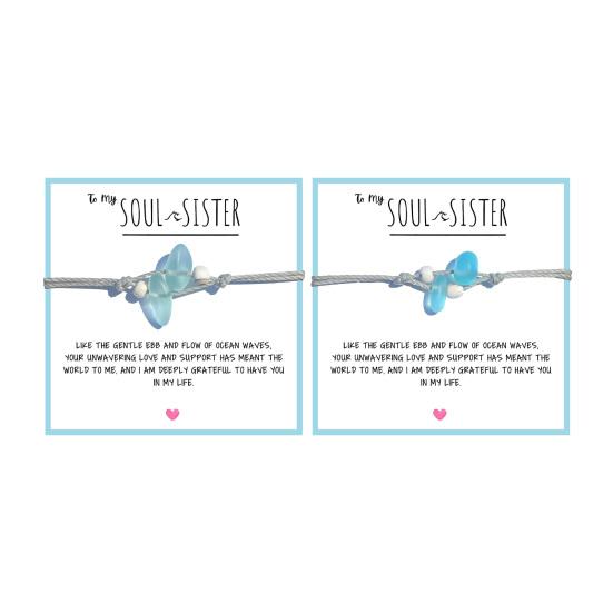 Soul Sister Bracelet Handmade Adjustable Ocean-Inspired Design Women Bracelet with Blue Artificial Crystal Beads
