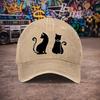 Pc Unisex Black Cat Line Art Vintage Washed Baseball Cap  Unisexs Trendy Hat  Versatile Duckbill Cap  Fun Print  A Unique Bir