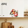 Decorative Bird Wall Art Christmas Sticker Cute Watercolor Decals with Wreath/Scarf/Hat/Ear Warmer PVC Waterproof Murals for Living Room Window