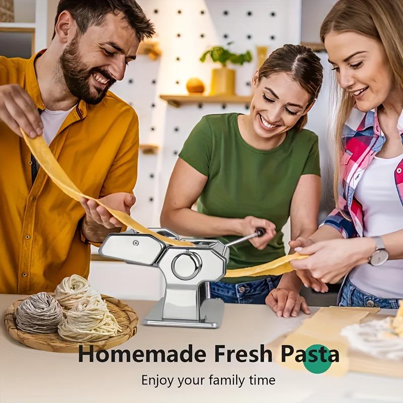 Pasta Maker Machine Stainless Steel Adjustable Manual Noodle Dumpling Press Two Cutters Spaghetti Fettuccini Lasagna Maker