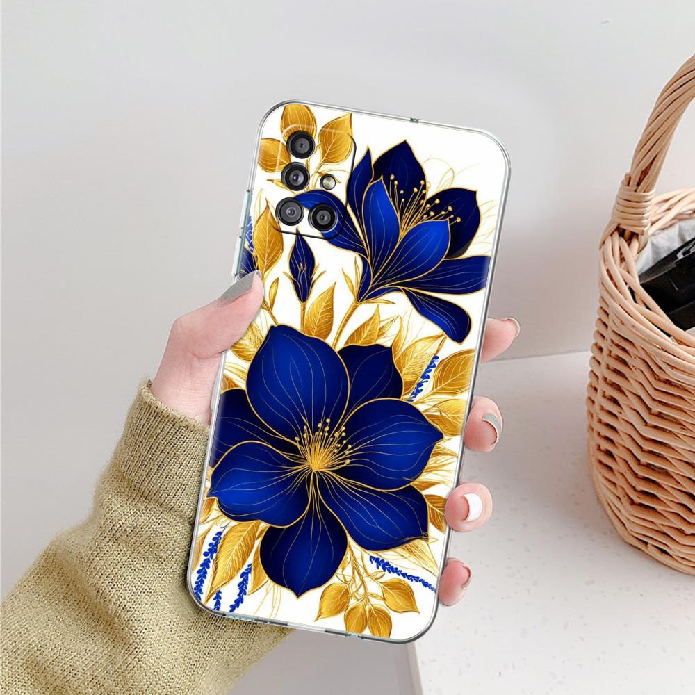 Case For Samsung A15 A13 A35 A55 A51 A71 A41 A31 A21S A03S A05 A17 A23 A25 A33 A53 A73 5G A07 4G Cover Ink Wash Painting Flower