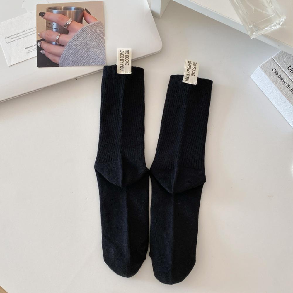 Heel Fabric Label Mid-Tube Socks Middle Tube Knitted Socks Fashion Snow Boot Socks  Fall