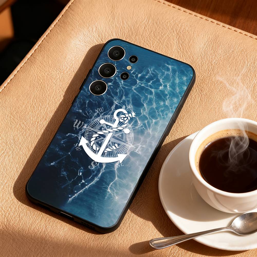 C-Compass S-Sailor Phone Case For Samsung S26,S25,24,23,22,30,21,10,9,Ultra,Plus,Lite,Black Soft Case