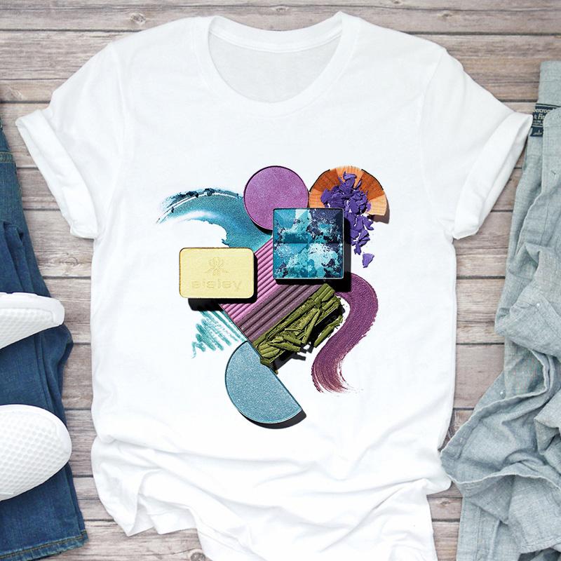 Women T-Shirt 3D Make Up Color Graphic Top Female T Shirt Harajuku Streetwear O-Neck Clothing Casual Ladies Tee Tops Shirts