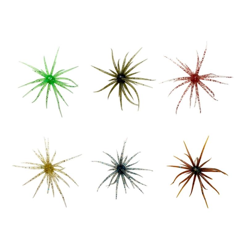 6PCS/Lot Elastic Floating Lures Baits Shaped Like Sea Urchins With Build In Flash For Biggest Visibilities Underwater