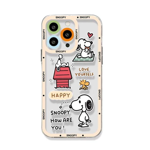 Niedliche Snoopy Handyhülle für iPhone 15 Pro Max 11 12 13 14 Pro Max 6 6S 7 8 Plus 12 Mini XS XR SE 2 3 Klar Transparent Weiche Hülle