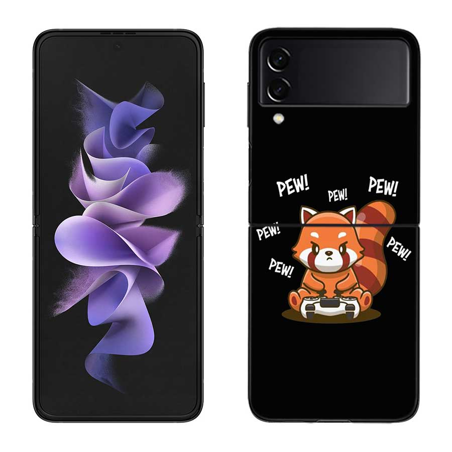 Cute Judo Swordsman Panda Case for Samsung Galaxy Z Flip 3 Flip 5 4 5G Black Hard Cell Phone Cover Samsung Z Flip 5 5G Luxury PC