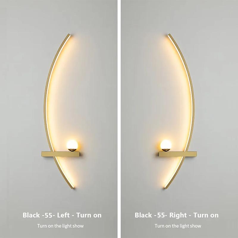 Modern LED Wall Lamp Minimalist Stripe Wall Sconce Black Gold Decorative For Bedroom Bedside Study Home Indoor Lighting Lusters