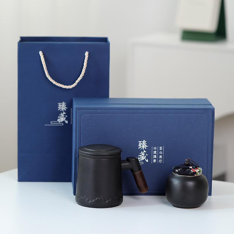 Ceramic cup, tea separation cup, office tea cup, cup with lid, filter cup, mug, personal cup, business gift