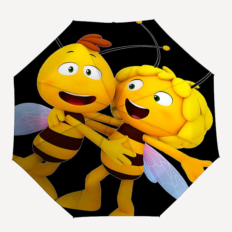 Bee Happy:Automatic Opening Folding Umbrella with 3 Fold Design,Iron Frame for Outdoor Use Perfect Gift for Fans and Travelers!0104082a