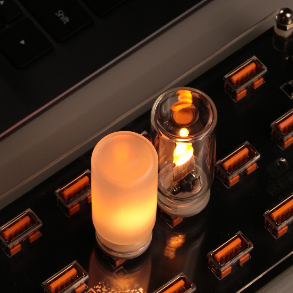 USB Led Flash Candles Light Bulb Timer Function Dynamic Flame Effect LED Light Car Interior Decoration Light With Remote Control