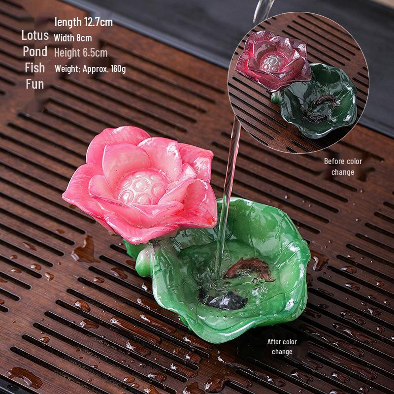 Personality Taiwan Tea Pet: Little Cabbage & Color-Changing Wealth Frog Tea Table Ornaments.
