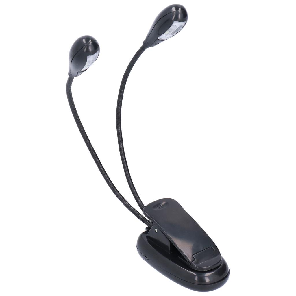 LED Book Light Eye Protecting 360 Degrees Rotatable White Light Double Pole 4 Lamp Beads Reading Lamp with Clip for