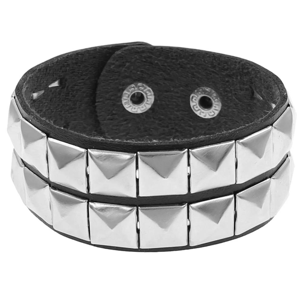 2025 Red Pink Hip Hop Rock PU Leather Bracelet Punk Stud Spike Rivet Punk Bangle Bracelet Wristband Jewelry Accessories Gifts