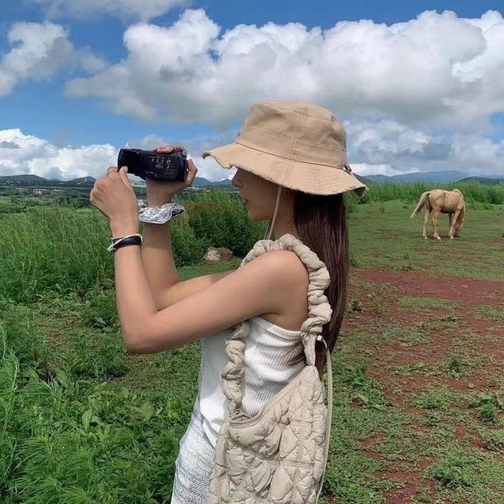 Space Cotton Rhombus Plaid Handbag Korean Style Bubble Cloud Bag Casual Korean Shoulder Bag Lady