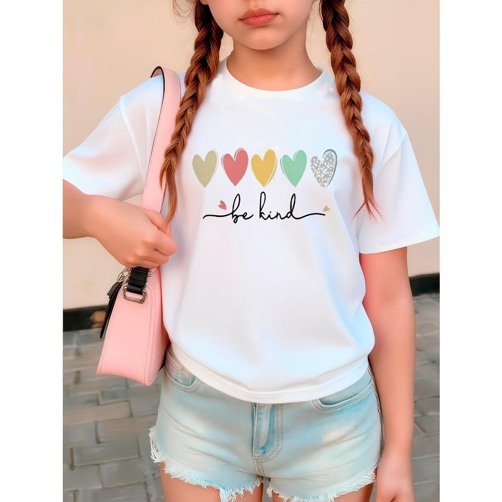 

Be Kind Love Heart Colorful T Shirts Short Sleeve Kids Children s T-shirt Boys Girls 2026 Summer Spring new Casual Top Tee Shirt 110