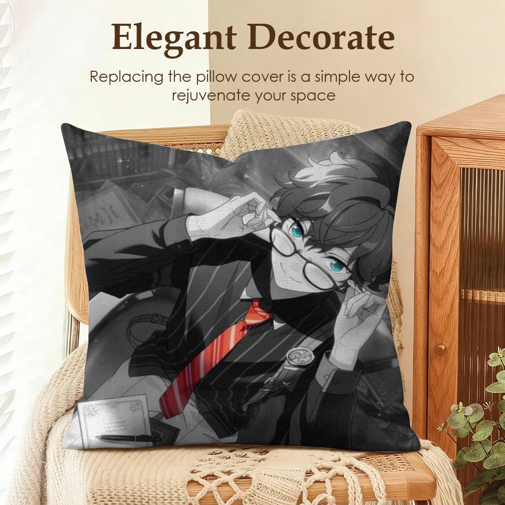 Cartoon EEnsemble Stars Cushion Cover Natural Linen Organic Fabric DoubleSided Printing Sofa Home Decor Gift Pillow Case