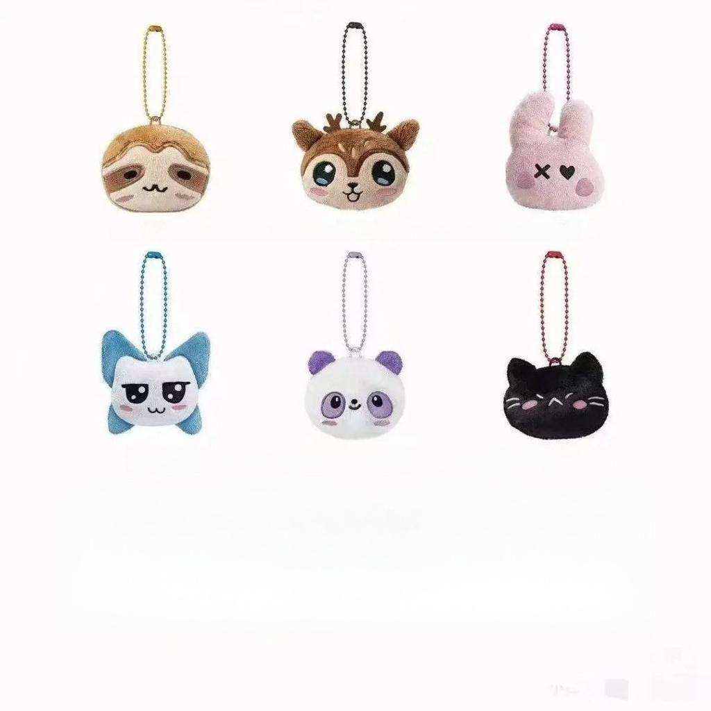 New Cute Animal Plush Set 6 Styles Cartoon Stuffed Animal Bag Charm Pendant for Girls Gifts Bag Charm