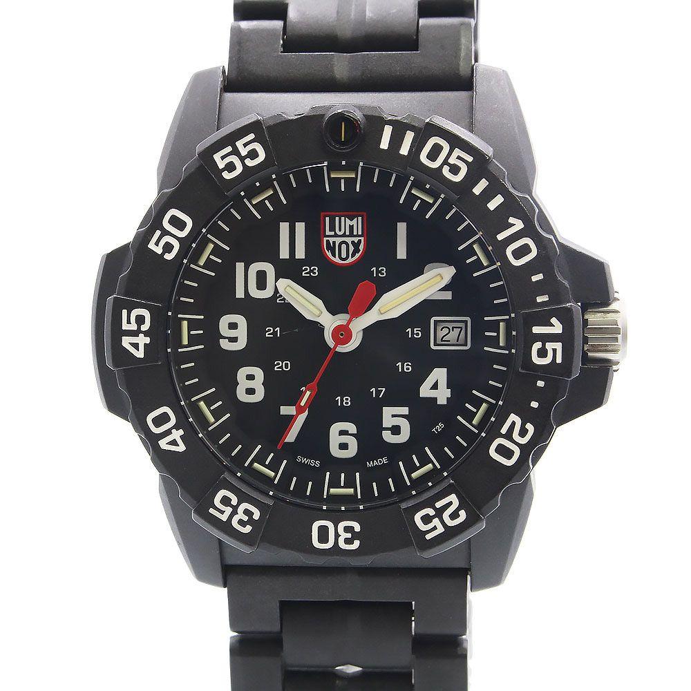Used Luminox 3510 Navy Seals 3500 Series Quartz Carbon Stainless Steel Black Silver Watch with Box LUMINOX (Used)