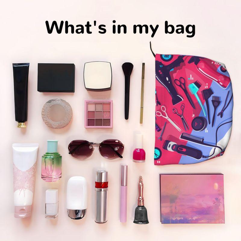 Salon Hair Dressing Tool Pattern Cosmetic Bag Women Large Capacity Makeup Organizer Cosmetic Case Portable Storage Toiletry Bags