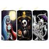 Portefeuille Long en Cuir PU Nightmare Before Christmas pour Femmes Portefeuille à Fermeture Éclair Sac à Maquillage Jack Skellington 3 pièces