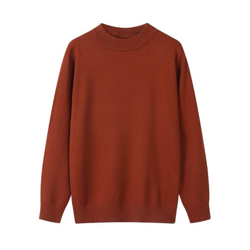 Autumn and winter new solid color simple round neck imitation cashmere sweater men's loose casual warm top women