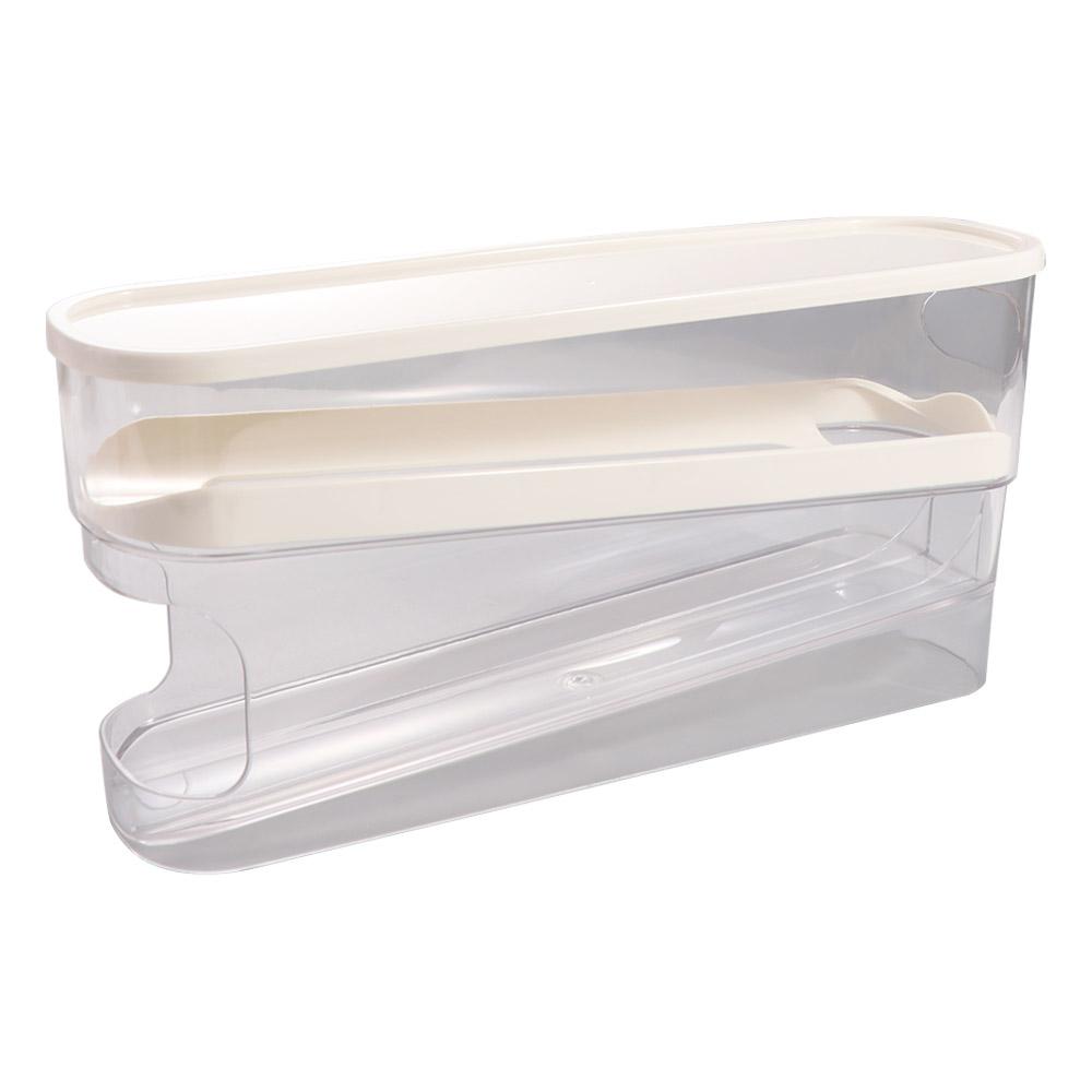 White Roll Off Egg Storage Rack Double-layer Egg Storage Box Rolling Egg Dispenser  for Household