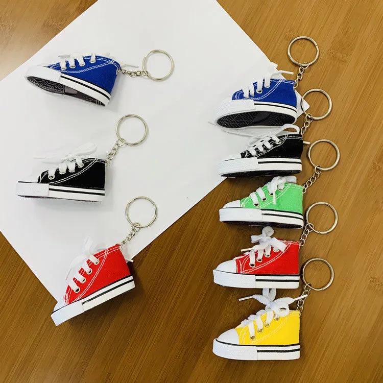 "Mini Creative Canvas Shoe Keychain - Stylish Car Key Ring, Schoolbag Pendant for Students & Couples"