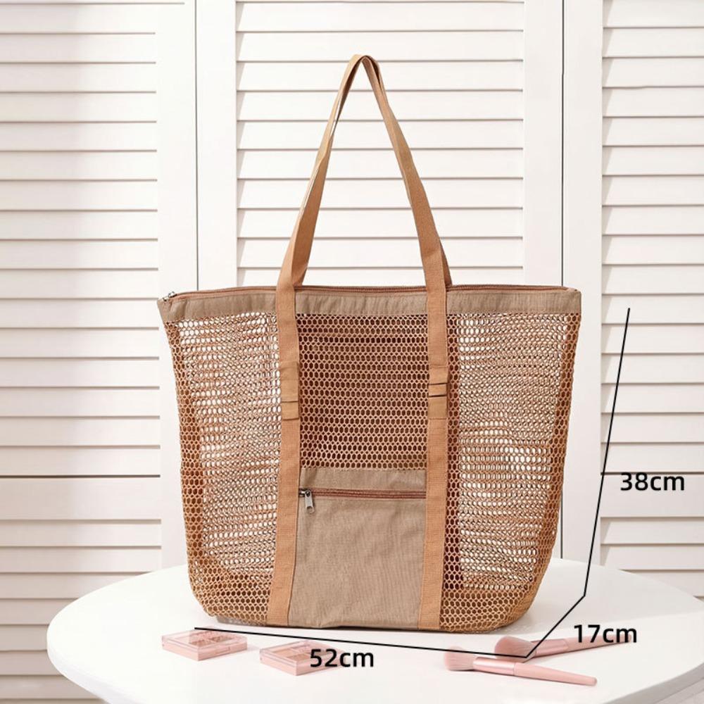 

Zipper Toiletry Storage Bag Nylon Swimming Bag Soild Color Mesh Handbag Cosmetic Bag