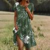 Short Sleeve Boho Dress For Women Casual Loose Fit Summer Sundress Floral Print Dress With Pockets