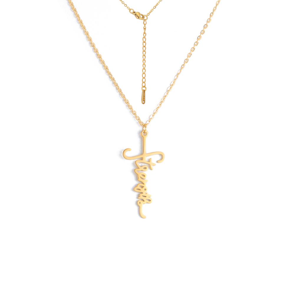 Cazador Stainless Steel Jesus Cross Pendant Necklace for Women Faith Hope Strength Choker Necklace Jewelry Gifts 2026 Wholesale