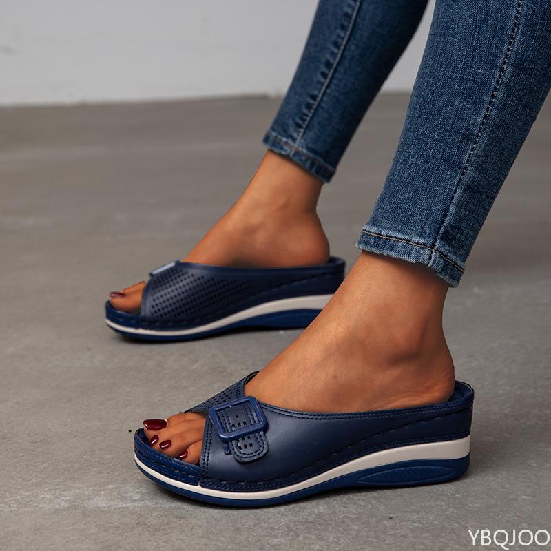 Fashion Women's slope heel outdoor casual closed flat shoes summer new style thick soled women's casual shoes for outdoor wear