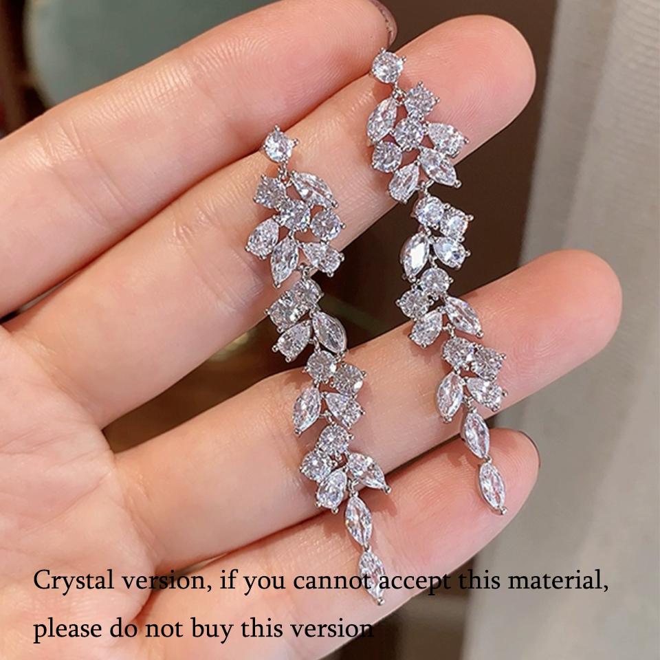 ZAKOL Elegant Sparkling Crystal Tassel Earrings for Women Geometric Hanging Drop Party Wedding Ear Zircon