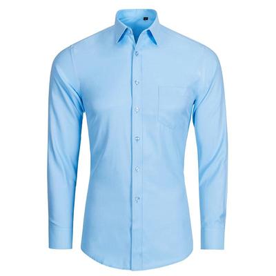 Camisa de trabajo de hombre de oficina excelente de ajuste regular de manga larga de sarga sólida formal