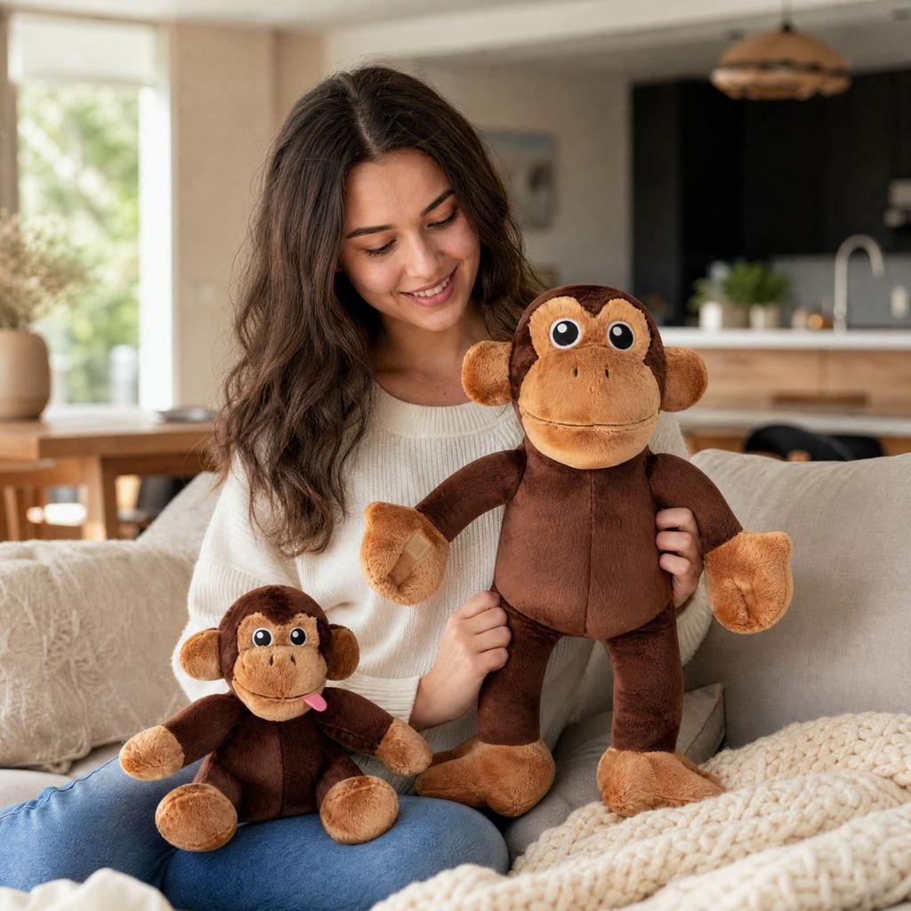 Mother and Baby Plush Stuffed Animal Toy Set - Cute Soft Plushies for Kids and Toddlers