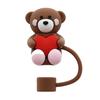 5Pcs Silicones Straw Cover Caps Bear Heart DustProof Drinkings Straw Caps Reusables Straw Tip Lid for Tumbler Cups