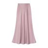 Elegant Satin Fishtail Midi Skirt - Women's High-Waist Silhouette for Summer