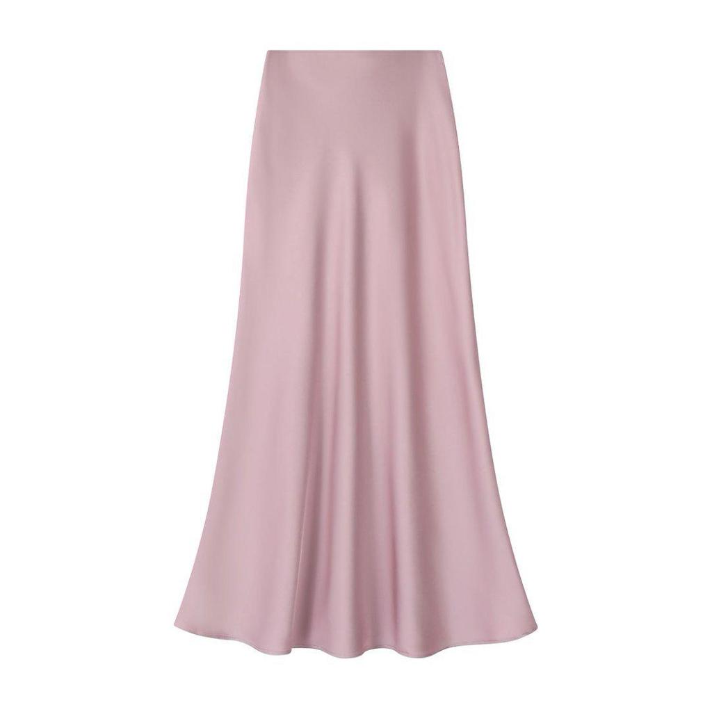 Elegant Satin Fishtail Midi Skirt - Women's High-Waist Silhouette for Summer