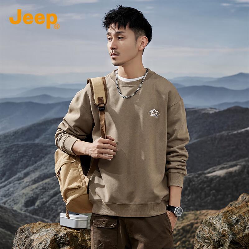 JEEP Men's Casual Loose Fit Round Neck Sweatshirt