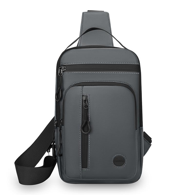 Men's crossbody bag with mobile phone pocket, adjustable shoulder strap, multi pocket chest bag, suitable for leisure, sports, a