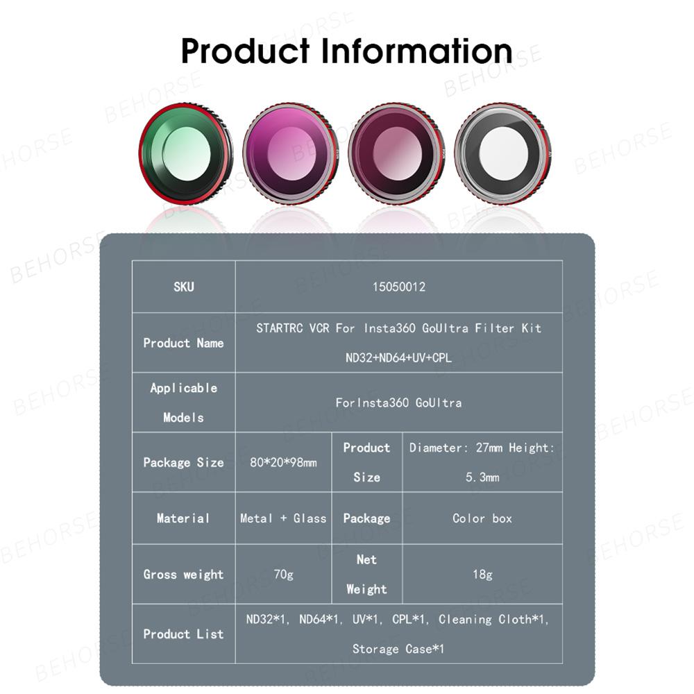 Lens Filter Set For Insta360 GO Ultra ND32 ND64 UV CPL Black Mist 1/4 Lens Filters For Insta360 GO Ultra Camera Accessories