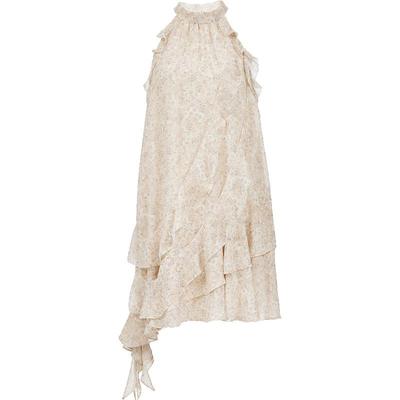 Women's Halter Neck Ruffle Hem Floral Mini Dress