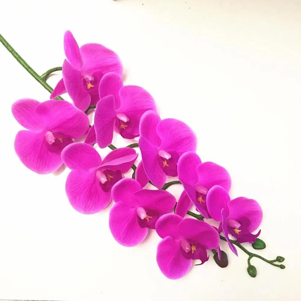 Latex 9-Heads Artificial Butterfly Orchid  3Dprint  Large Size  Fake Phalaenopsis Silicon PU Real Touch Wedding Home Decor
