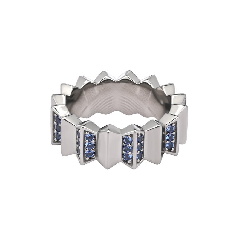 APM Monaco Wave geometric line design synthetic cubic zirconia ring men s dark gray W23466KBR серый
